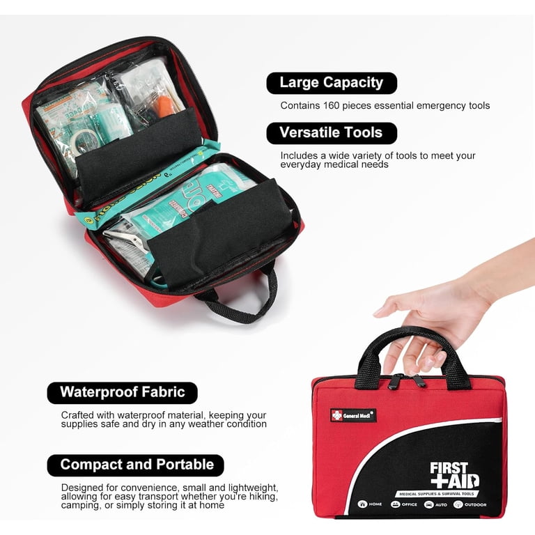General Medi First Aid Kit, 160 Pieces Waterproof photo 2
