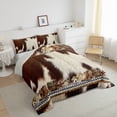 thumbnail image 3 of Feelyou Western Cow Print Bedding Comforter Set, Tribal Cowgirl Cowboy Twin Comforter Sets, Rustic Farmhouse Theme Reversible Bedding Set, Luxury Bedroom Decor, 2pcs, 3 of 8