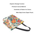thumbnail image 3 of FORMRS Womens Canvas Tote Bag with Zipper Inner Pocket Shoulder Handbag, Orange Japanese Flowers Pattern, 3 of 7