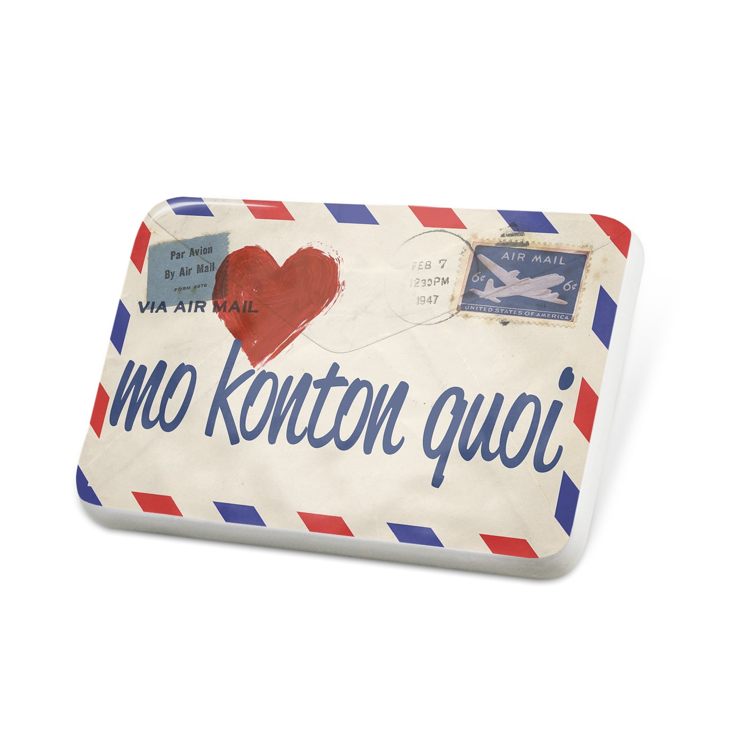 Porcelein Pin I Love You Creole Love Letter from Portugal Lapel Badge