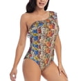 thumbnail image 3 of Haiem Funny Dogs Family Women's One Piece Swimsuits Tummy Control One Shoulder Bathing Suits Ruffle Swimwear-Medium, 3 of 8
