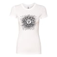 thumbnail image 2 of Wild Bobby Radiating Sun Puff Print Fashion Womens Slim Fit Junior Tee, White, Small, 2 of 6