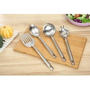 Mainstays Stainless Steel 4-Piece Kitchen Utensil Set, Spatula, Slotted Spoon, Ladle and Pasta Spoon