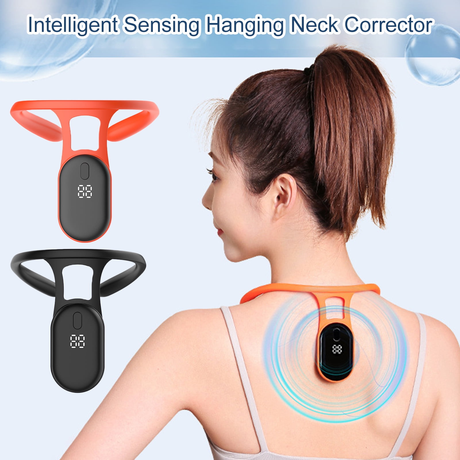 Happydeer 1 Set Posture Correction Belt Real-time Monitoring Feel Free to Wear LCD Counting Smart Vibration Reminder Intelligent Sensing Hanging Neck Corrector for Office