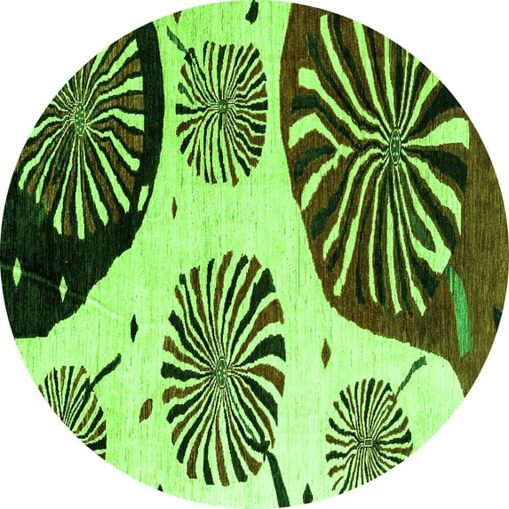 Ahgly Company Indoor Round Oriental Green Modern Area Rugs, 3' Round