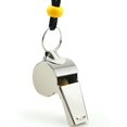 thumbnail image 3 of Paquete de 6 silbatos deportivos de acero inoxidable con cordón, silbatos de sonido fuerte y nítido a granel ideal para entrenadores, árbitros y oficiales, 3 of 5