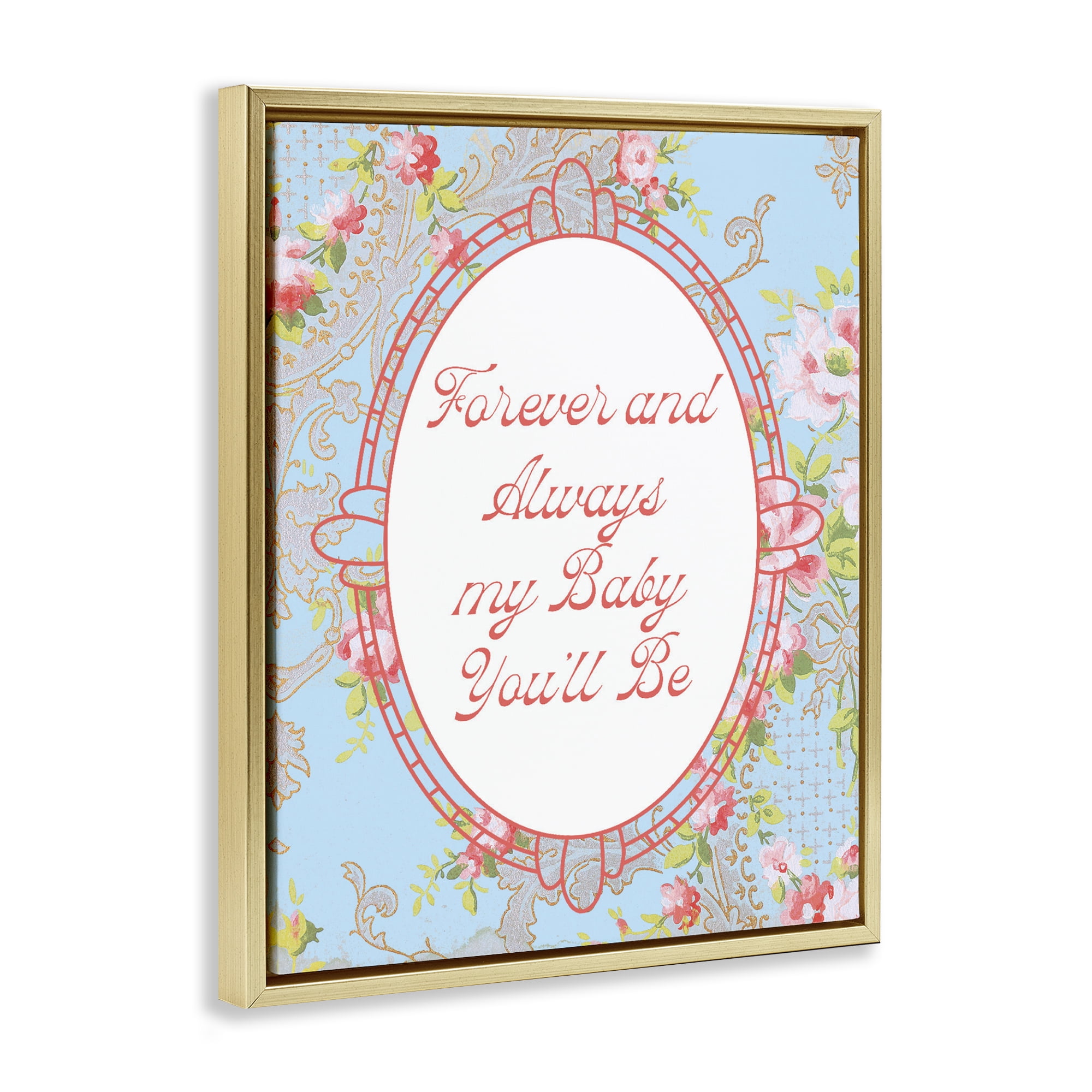 Stupell Industries Forever And Always My Baby Gold Framed Floater Canvas Wall Art, design by Lil' Rue