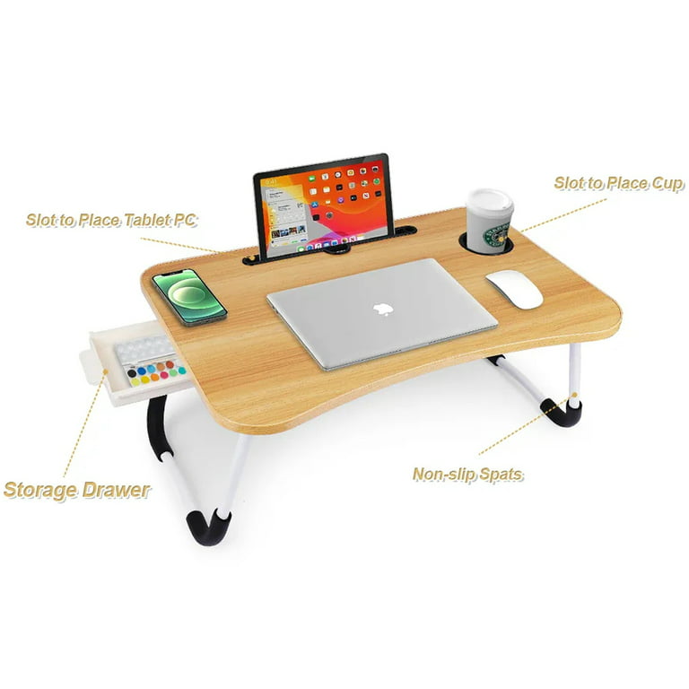 MIIRR Foldable Lap Desks for Laptop, 23.6 inch Portable Bed Tray Table,  Laptop Desk for Working, Writing and Eating (Black)