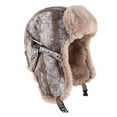 thumbnail image 2 of UTSJKR Trapper Hat for Men Women Winter Leather Fur Hat with Ear Flaps Warmer Russian Ushanka for Cold Weather Snow Ski Hats Coffee, 2 of 9