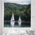 thumbnail image 1 of Nature Tapestry, Sailboats on a Lake Forest Hill Yachting Countryside Coastline Nature Scenics, Fabric Wall Hanging Decor for Bedroom Living Room Dorm, 5 Sizes, Green White, by Ambesonne, 1 of 1
