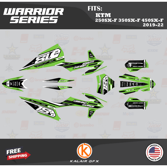 Kalair GFX Graphics Kit for KTM Motocross 4-STROKE 250SX-F, 350SX-F and 450SX-F (2019-2022) Warrior Series