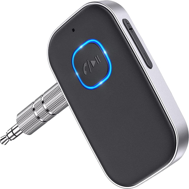 Adaptador Bluetooth para automóvil, adaptador Bluetooth auxiliar 5.0 actualizado, adaptador Bluetooth en espera de 16 horas auxiliar para sistema de audio para automóvil, auriculares y parlantes
