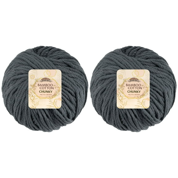 JubileeYarn Bamboo Cotton Chunky Yarn - 100g/Ball - Sea Grey - 2 Balls
