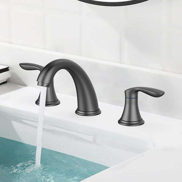HOSSLLY Bathroom Sink Faucet,Widespread Matte Black Bathroom Faucet 3 ...