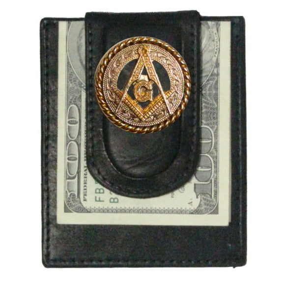 Custom Masonic Square and Compasses Paul and Taylor Money Clip Wallet Black