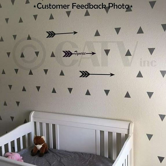 3"H x 3"W Set of 92 Triangle Wall Pattern Vinyl Decal Sticker (Metallic Silver)
