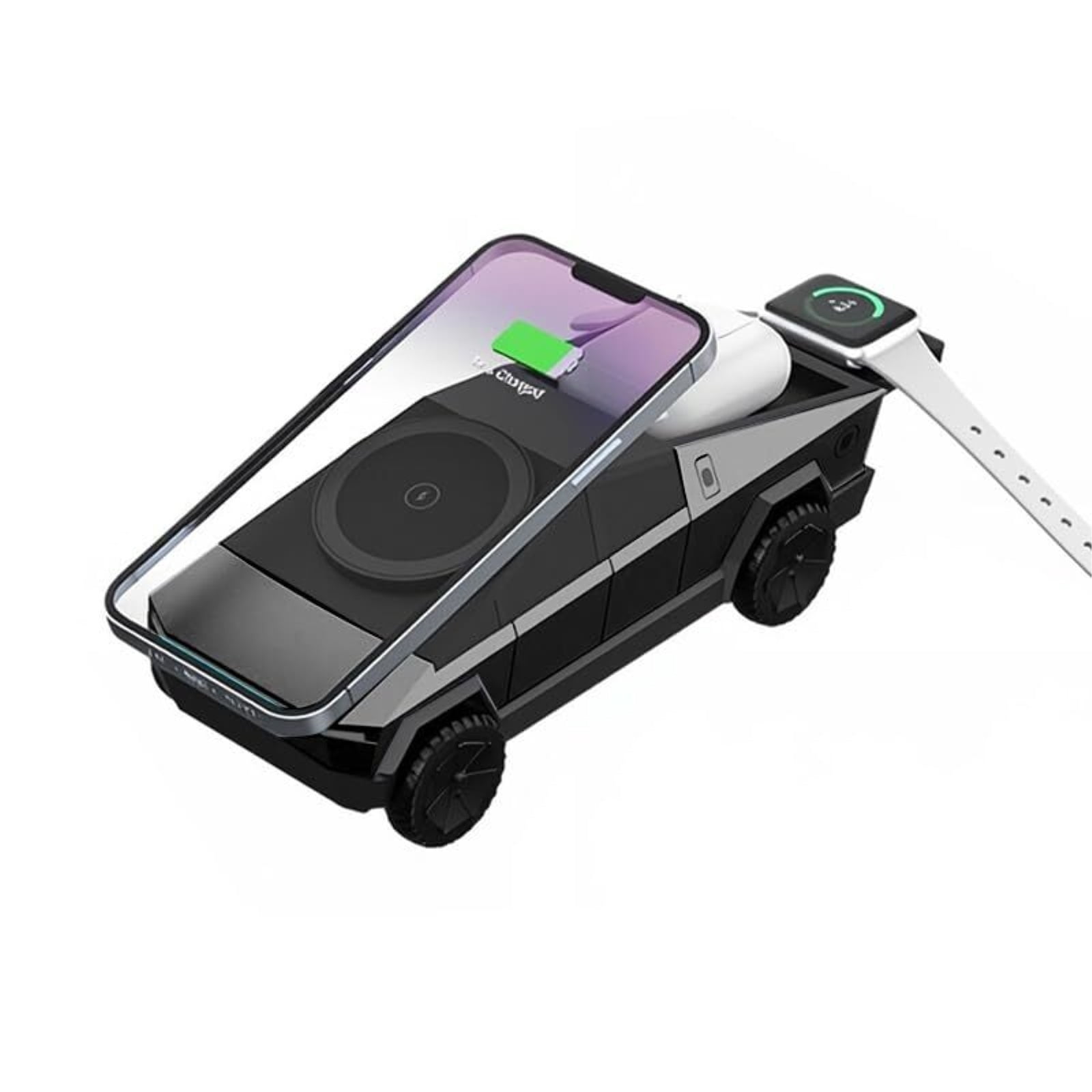 Station De Charge Sans Fil 3-en-1 Cyberdock Style Cybertruck - Pour IPhone, Apple Watch, AirPods - Support Réglable - 8