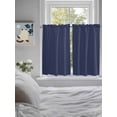 thumbnail image 4 of Tier Curtains 45 Inches Long, Pure Dark Blue Window Treatment Curtain Drapes, Simple Solid Color Window Half Privacy Curtains for Bedroom Bathroom, 42"x45", 2 Panels, 4 of 7