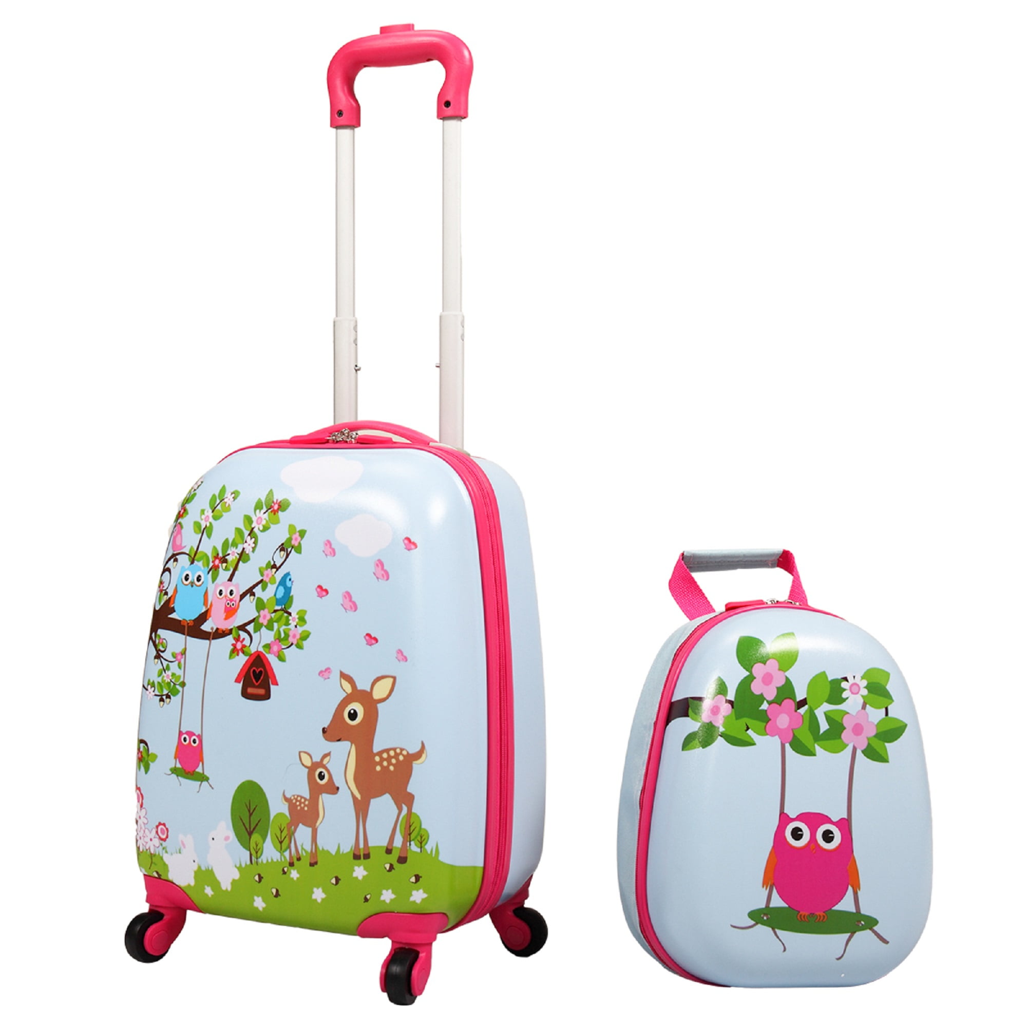 12 & 18 Kids Carry On Luggage Set with 4 Multi-Directional Wheels HONEY JOY 2Pc Kids Luggage Rolling Trolley Suitcase for Boys and Girls Travel 