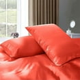 thumbnail image 4 of Cloud Fino 100% Pure Silk Satin Duvet with Fitted Sheet Set 4pcs, Silk Satin Fitted Sheet 15'' Deep Pocket,Silk Satin Duvet Cover,Silk Satin Pillowcases Set !!!(Short Queen Coral), 4 of 6