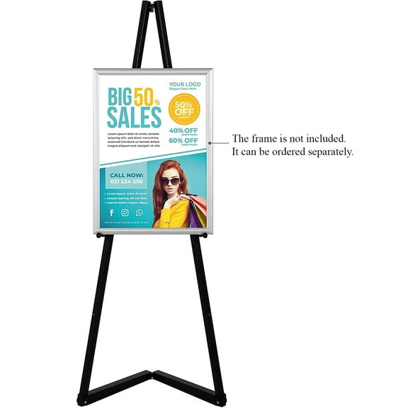 M&T Displays Black Portable Easel 59 inch with 5 Different Height Adjustments Foldable and Practical Solution for Painting Canvas Presentation