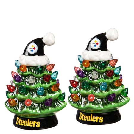 Pittsburgh Steelers 2-Pack 4 Ceramic LED Christmas Tree Set
