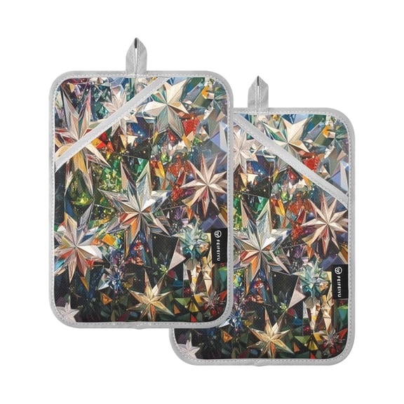 BZSMCE Pot Holder Oven Mitts Cooking baking Crystal Star Painting Creative Pattern Size:7x9.8in