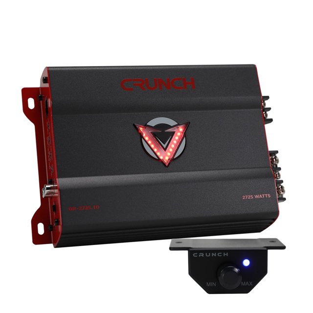 Crunch 2725W Mono block Subwoofer Car Audio Amp with Adjustable Crossovers, Bass Knob