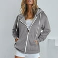thumbnail image 2 of RKSTN Womens Tops Fashion Zipper Oversized V-Neck Pullover Solid Color Y2K Jacket Long Sleeve Hooded Blouse Sweatshirt, 2 of 6