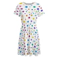 thumbnail image 4 of Watercolor Confetti White Background Dress Summer Street Style Dresses Female Short Sleeve Printed Sundress, 4 of 7