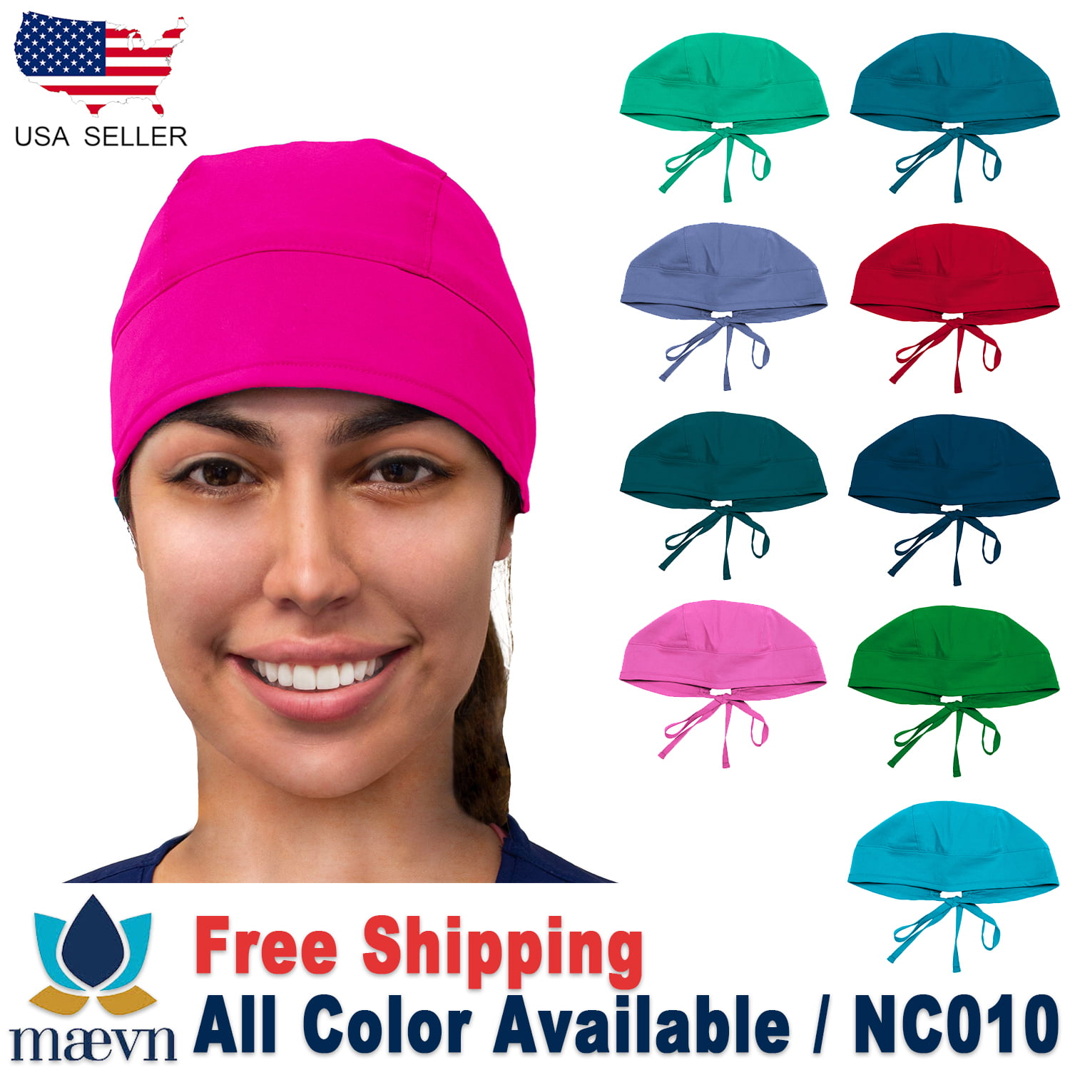 FENICAL 5pcs Adjustable Surgical Cap Cotton Flamingo Pattern Scrub Hat Medical Doctor Nurse Sweat Absorption Beanie for Woman Man