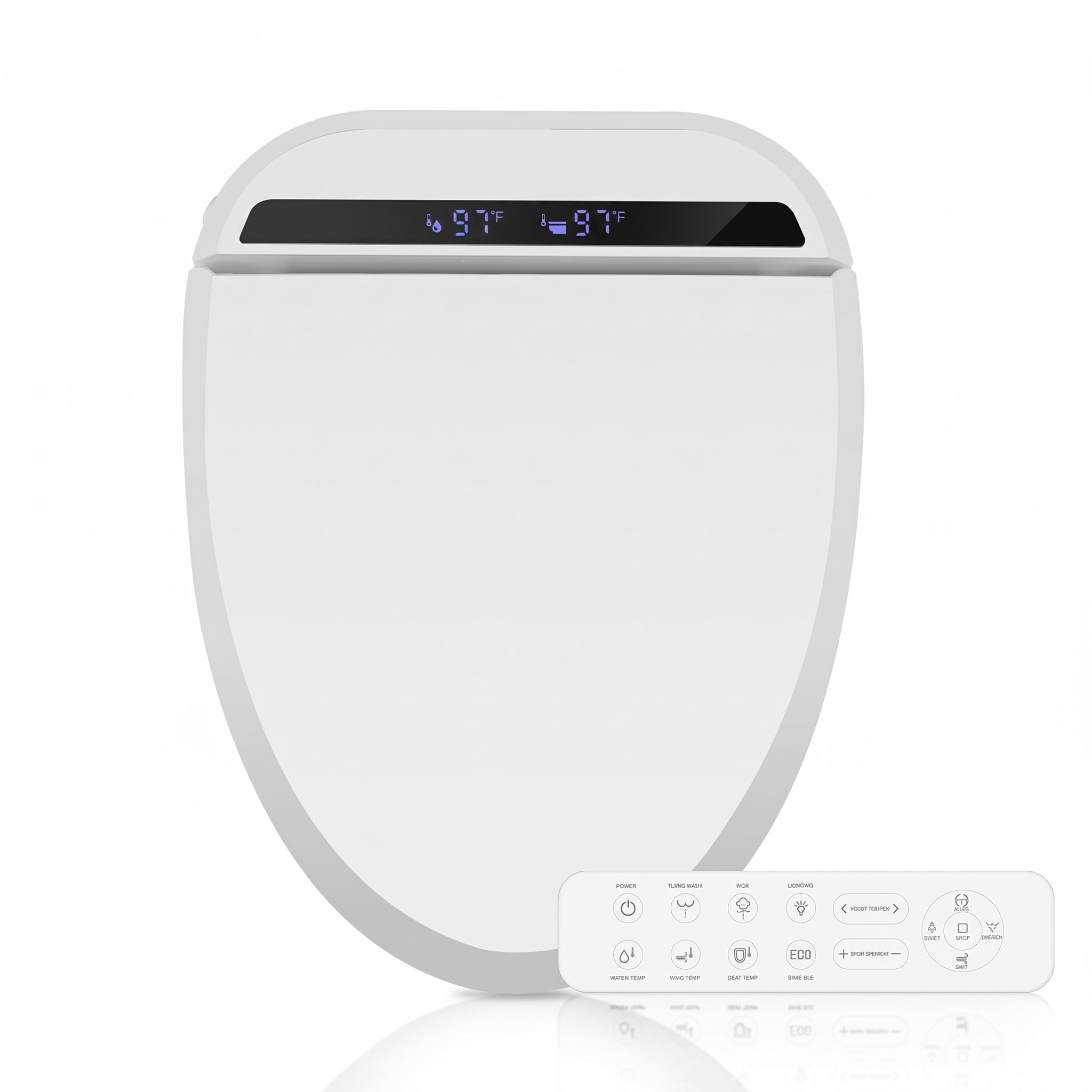 ELECWISH Smart Electric Bidet Seat for Elongated Toilet in White with Remote Control, Heated Seat, Deodorizer and Nightlight
