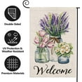 thumbnail image 2 of Welcome Mason Jar Floral Flower Blooms Double Sided Burlap Spring Garden Flag Outdoor Yard Flag 12" x 18", 2 of 6