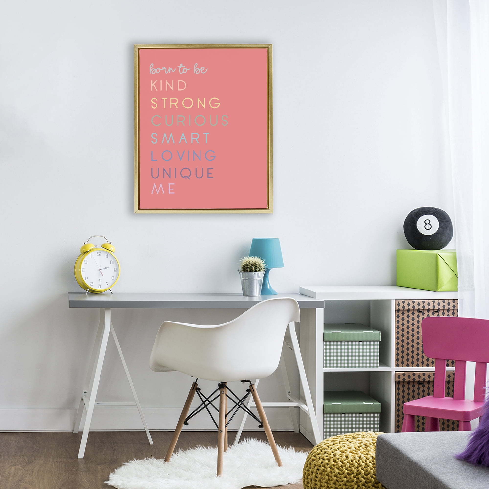 Stupell Industries Born To Be Adjectives Gold Framed Floater Canvas Wall Art, design by Anna Quach