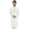 thumbnail image 6 of Atasi Men's Ethnic White Kurta Pajama Set Casual Punjabi Long Shirt-Small, 6 of 7