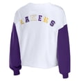 thumbnail image 3 of Women's WEAR by Erin Andrews Heather Gold Los Angeles Lakers Mixed Letter Cropped Pullover Sweatshirt, 3 of 3
