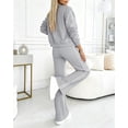 thumbnail image 4 of CHICME Two Piece Sets for Women Striped Tape Long Sleeve Bomber Jacket and Elastic Wide Leg Sporty Pants Sweatsuits Gray-S, 4 of 9