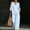 Sky Blue women polka dot loungewear set a1, variant on BRELIL Women Polka Dot Two Piece Lounge Set V Neck 3/4 Sleeve Blouse Wide Leg Pants Matching Loungewear Boho Casual Vacation Travel Outfits, Sky Blue XL