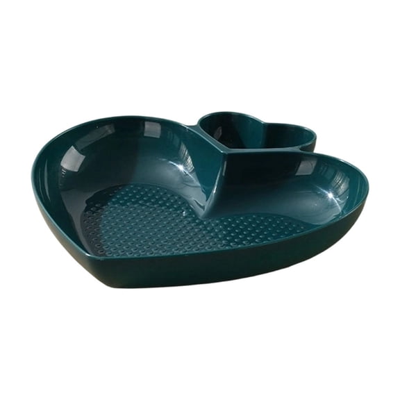 Meal Prep Containers,2-Compartments Heart Shape Serving Tray,Plastic Meal Tray for Appetizer Dinner Dessert,Valentines Day Decoration Supply,Green