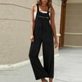 thumbnail image 2 of lcziwo Bib Overalls for Women Casual Baggy Wide Leg Jumpsuits 2025 Summer Cotton Linen Sleeveless Rompers One Piece Jumper Pants with Pockets Beach Outfits, 2 of 9