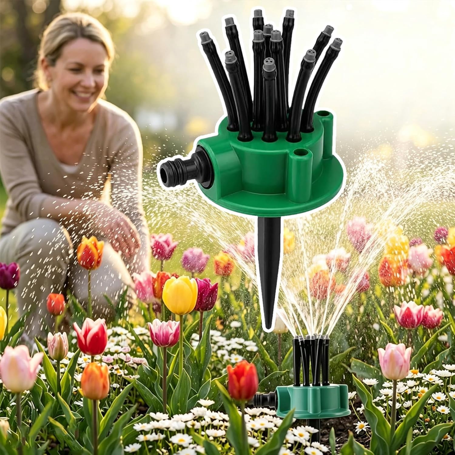 360° Coverage Precision Garden Irrigation Sprinkler, Automatic Rotating Lawn Sprinkler for Yard Large Area, with 1/2"、3/4"、1 Inch Connectors, Outdoor Irrigation Sprayer for Yard, Grass, Garden