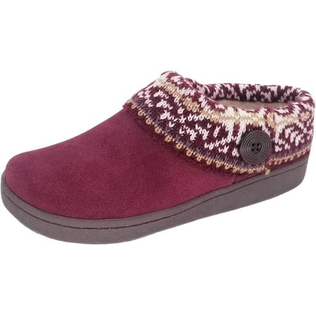 

Clarks Women’s Suede Leather Knitted Collar Slipper (6 M US Fair Isle Burgundy)