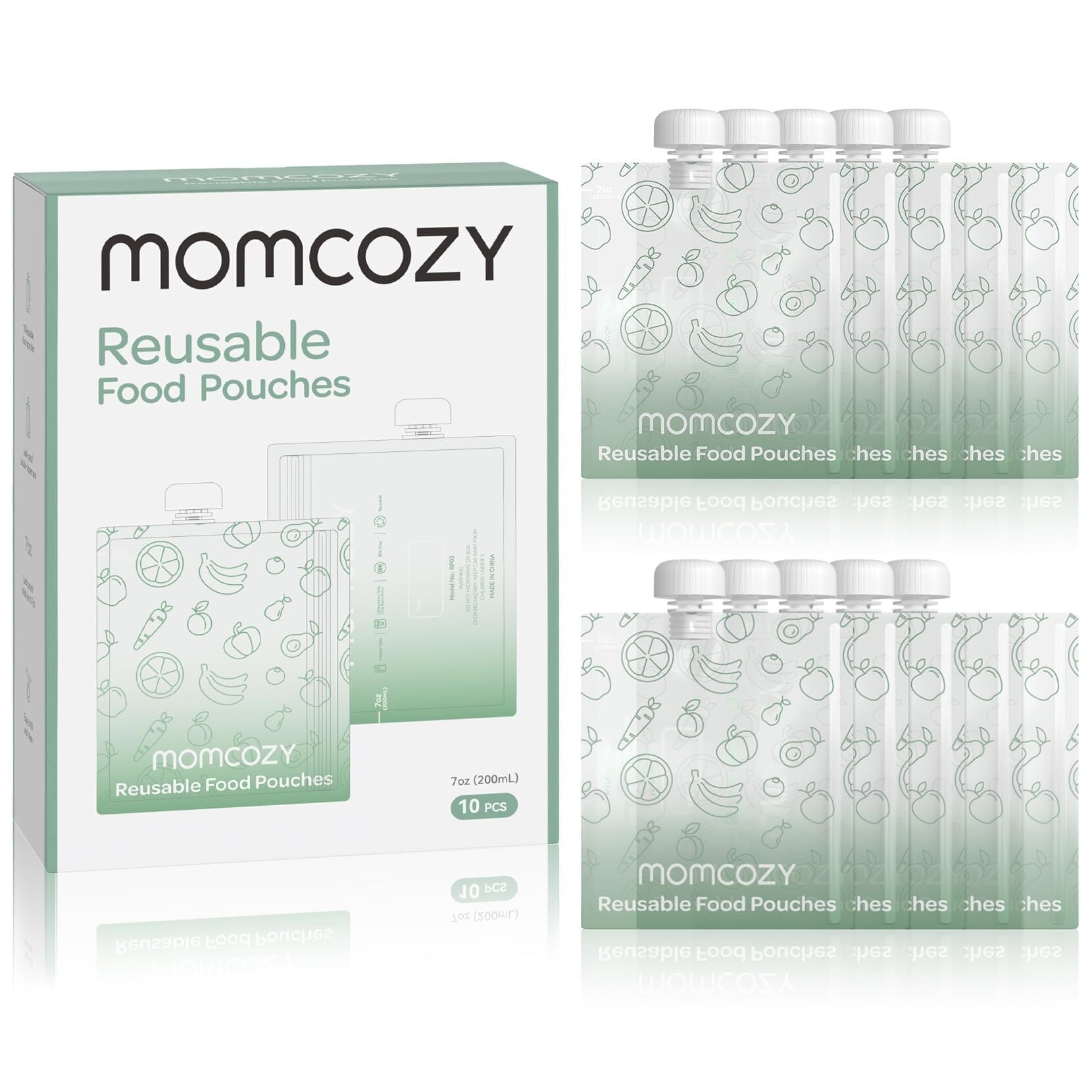 Momcozy Reusable Baby Food Pouches for Toddlers,BPA Free Plastic,Food Safe,Freezer Safe