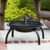 Fire Sense 60873 22" Wide Portable Wood Burning Round Grill Fire Pit - Black