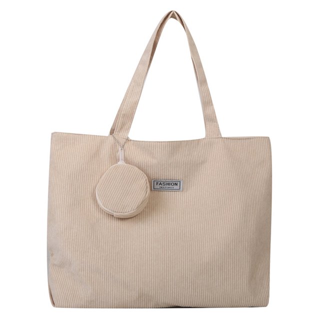 Bolso Mano Pana para Mujer Bolso Informal Plegable Gran Capacidad (caqui)