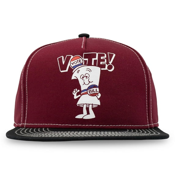 Schoolhouse Rock Adult Flat Bill Hat Vote with Bill Red Structured Adjustable Snapback Officially Licensed One Size