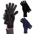 thumbnail image 4 of Grandest Birch 5 Pairs Faux Leather Logo 3D Jacquard Ribbed Cuffs Thickened Fleece Lining Men Gloves Autumn Winter Knitted Gloves Black, 4 of 7