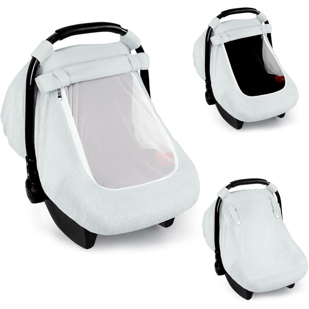 ndas de asiento de coche de muselina para bebés, nda de asiento de coche de bebé de verano para niños y niñas con ventana transpirable, toldo ligero de asiento de coche para bebé, gris