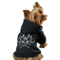 Dog Hoodies Black Rhinestone Skull Crossbone Crown Bad To The Bone Pet Sweater (Large)