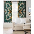 thumbnail image 2 of Green Burnt Orange Flowers Kitchen Curtains Boho Ethnic Abstract Retro Cafe Short Curtains for Bathroom Blackout Window Curtain Grommet Small Window Treatment Drapes for Bedroom Living Room 52"x45"x2, 2 of 9
